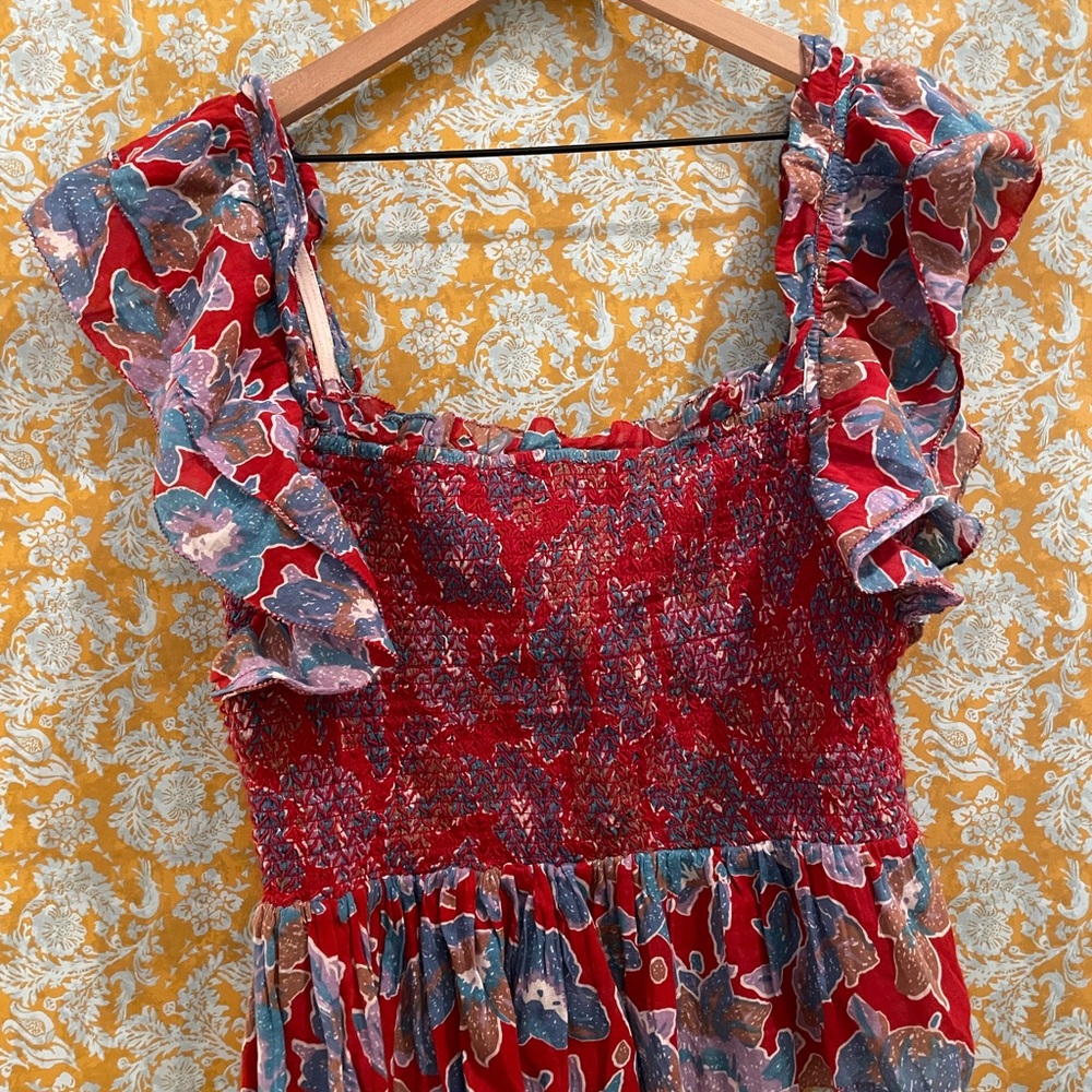 Anthropologie Love the Label Smocked Ruffle Cropped Top - Picture 5 of 7